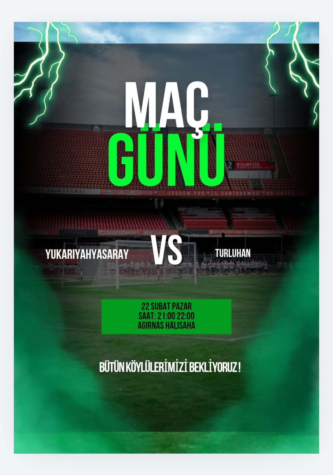 "YUKARI YAHYASARAY - TURLUHAN" Maçı Bu Akşam...